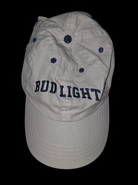 4/2/3. Bud Light Embroidered Baseball Cap - White & Navy
